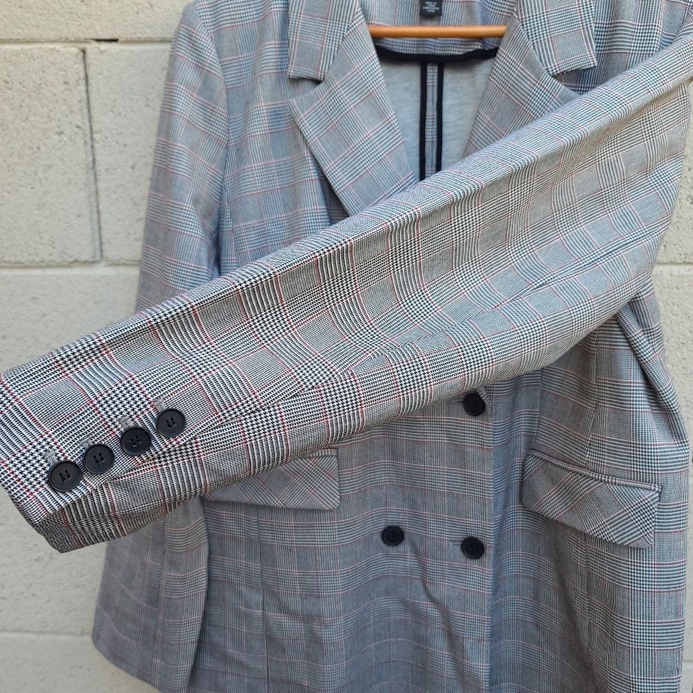 Halogen | Structured Plaid Double Breasted Coat W… - image 8